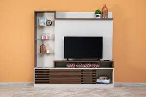 Pan Home Greyton Entertainment Unit Upto 43 Inch - White and Brown