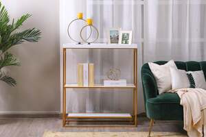 Pan Home Cameo Shelving Unit - White and Gold