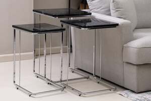 Pan Home Lexria Nest Of Tables Set Of 3 - Black and Silver
