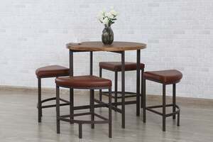 Pan Home Broolline 1+4 Counter Dining Set - Natural and Brown