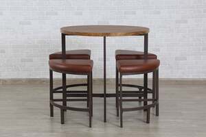 Pan Home Broolline 1+4 Counter Dining Set - Natural and Brown
