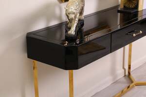 Pan Home Kitopi Single Drawer Console With Mirror - Black and Gold