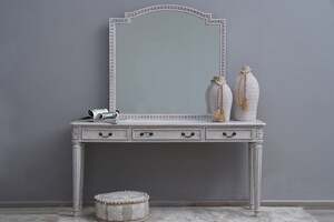 Pan Home New Paris Console With Mirror Solid Wood - White