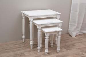Pan Home Higold Nest Of Table Set Of 3 Solid Wood - White