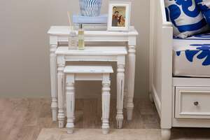 Pan Home Higold Nest Of Table Set Of 3 Solid Wood - White