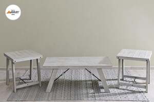 Pan Home Carynhurst Coffee Table and 2 End Table Set Solid Wood - White