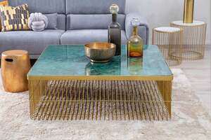 Pan Home Bonaparte Coffee Table Marble - Green and Gold