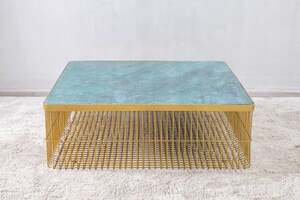 Pan Home Bonaparte Coffee Table Marble - Green and Gold