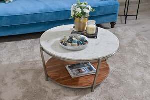 Pan Home Adriel Coffee Table Marble - White and Brown