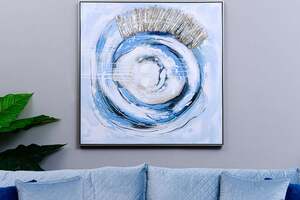 Pan Home Ocean Abstract Art Hand Painted Multi 103x5x103cm