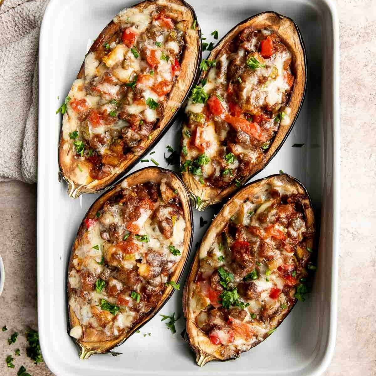Eggplant With Meat & Sauteed Vegetables